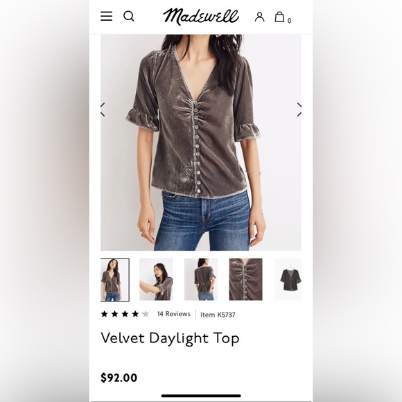 Madewell Tops - MADEWELL “Velvet Daylight Top”